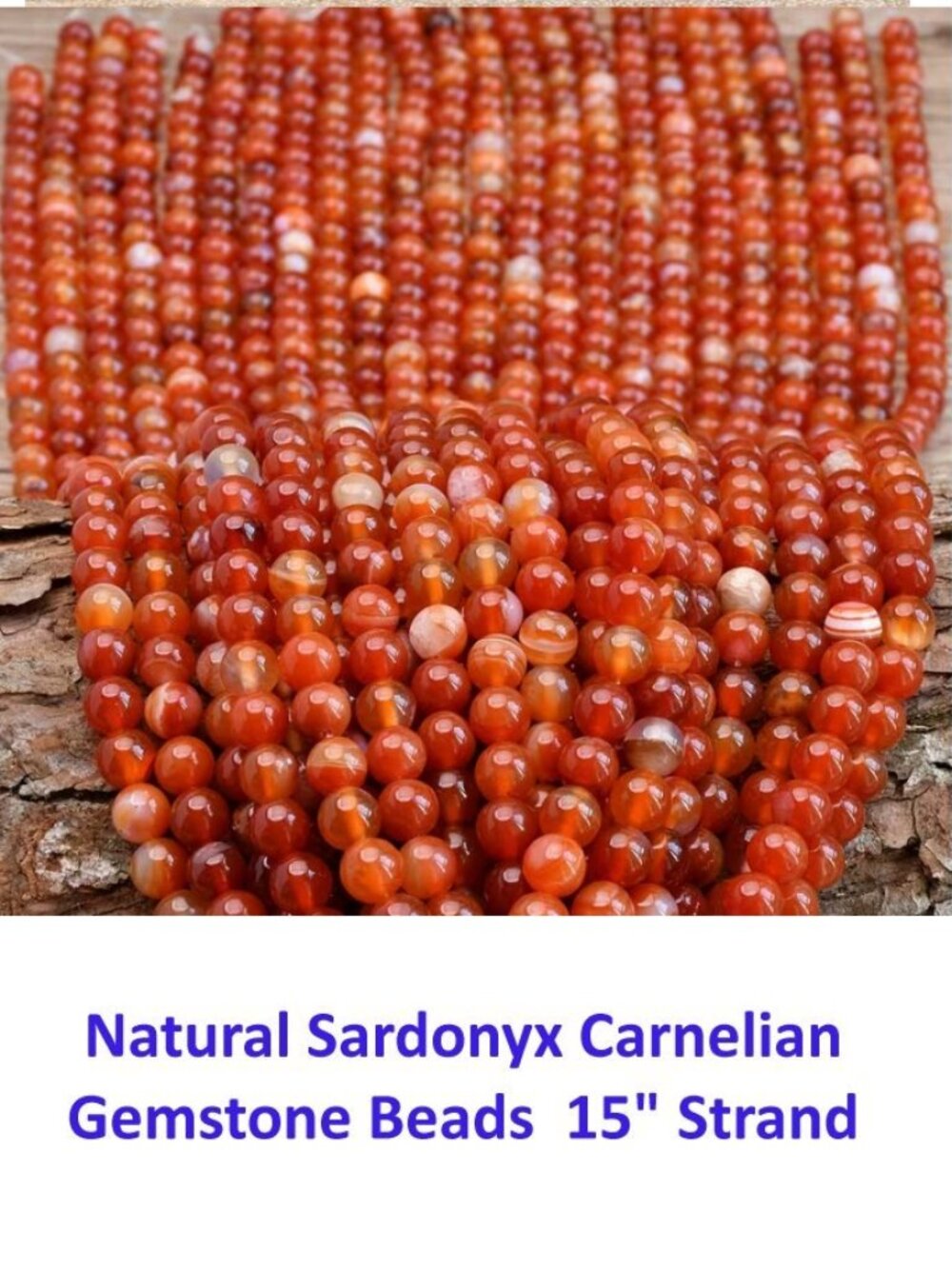 Natural Sardonyx Carnelian Loose Beads 15" Strand